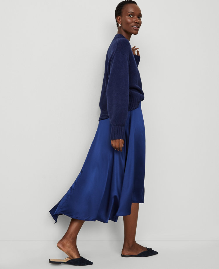 Studio Collection Asymmetrical Hem Full Midi Skirt