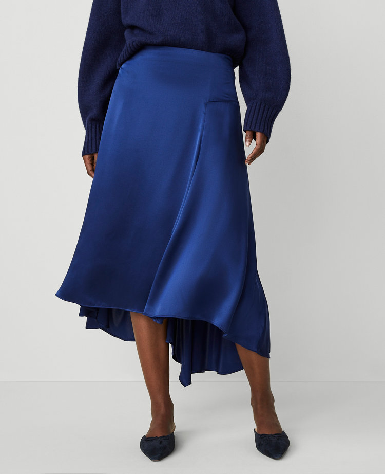 Studio Collection Asymmetrical Hem Full Midi Skirt