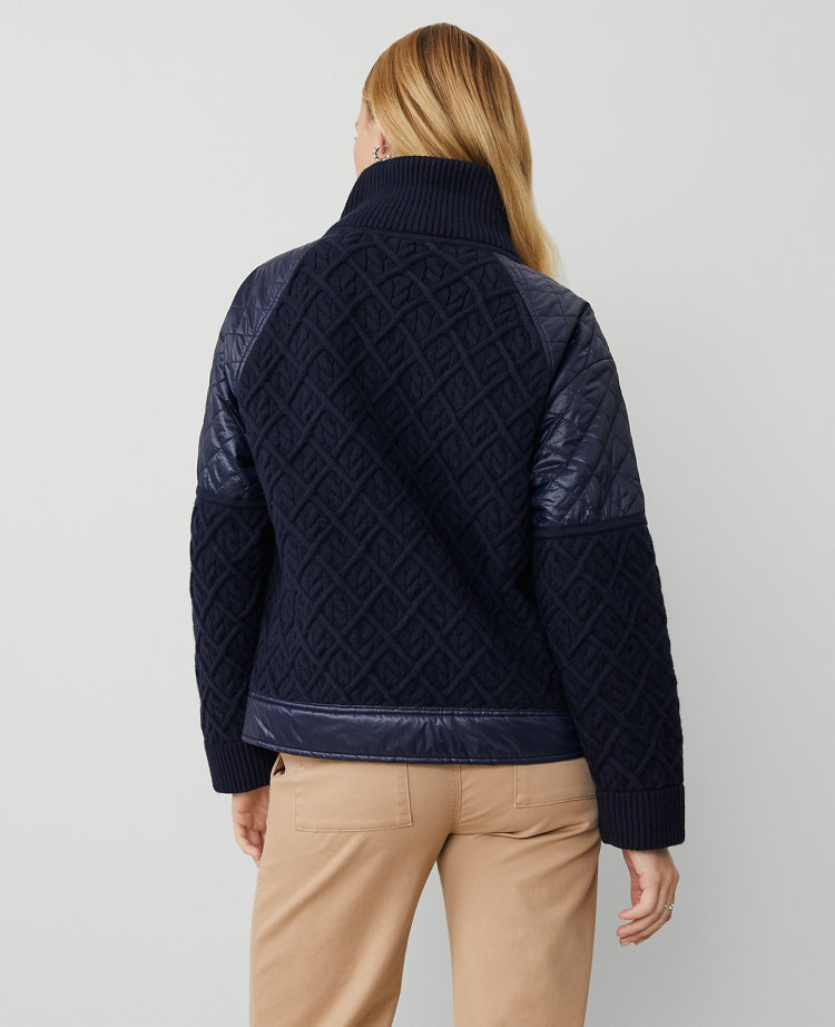 Quilted Cable Sweater Jacket