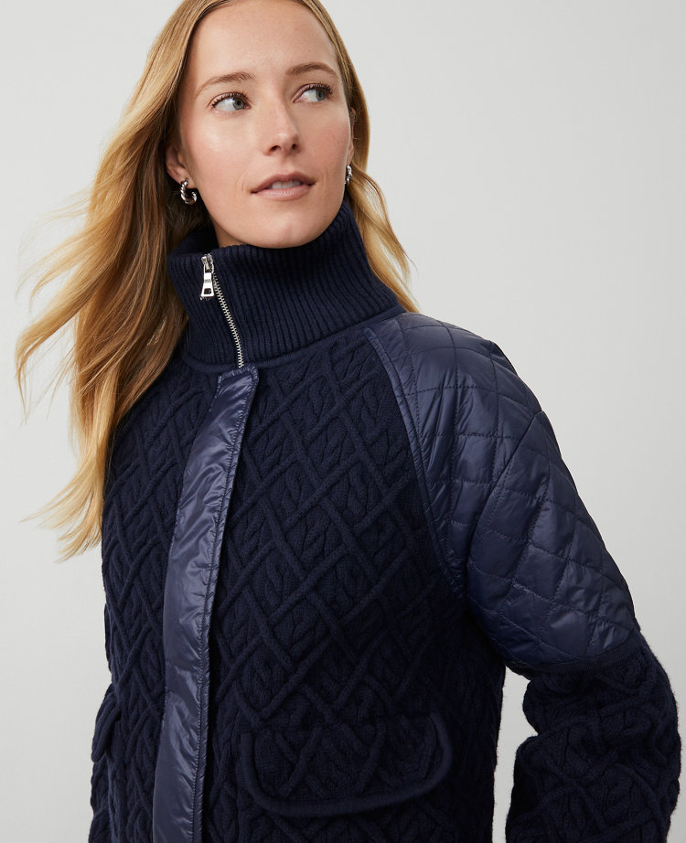 Quilted Cable Sweater Jacket