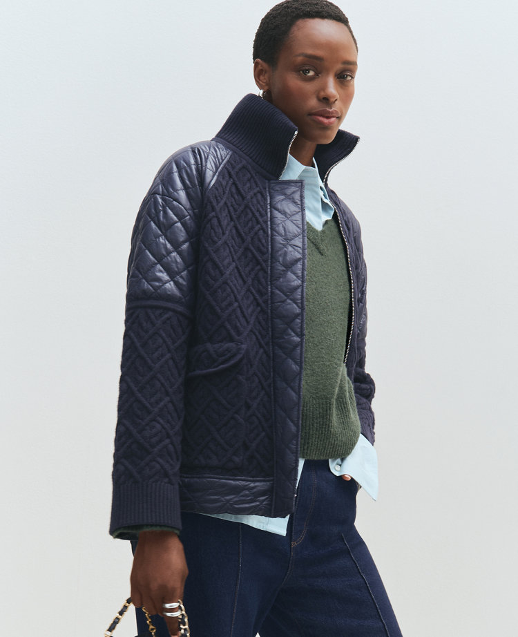 Quilted Cable Sweater Jacket