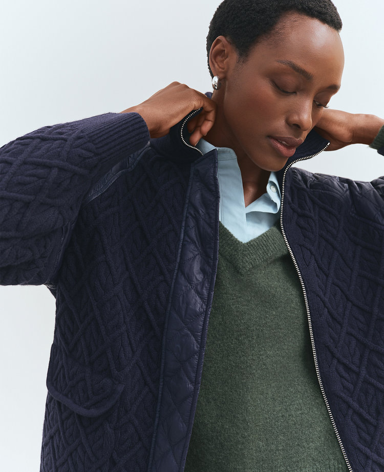 Quilted Cable Sweater Jacket