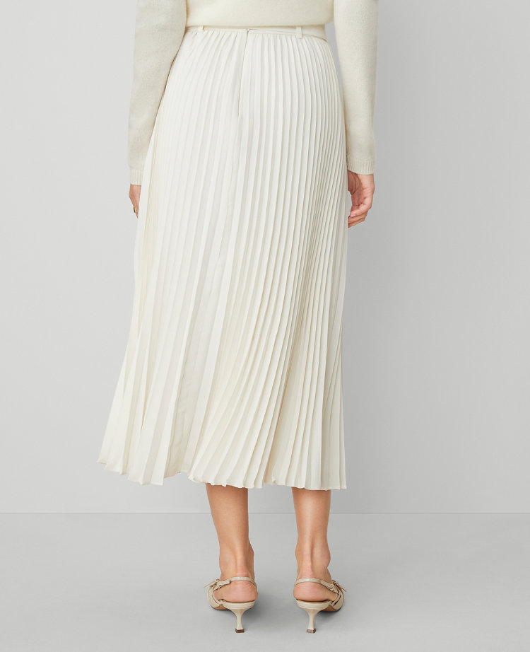 Belted Pleated Midi Skirt