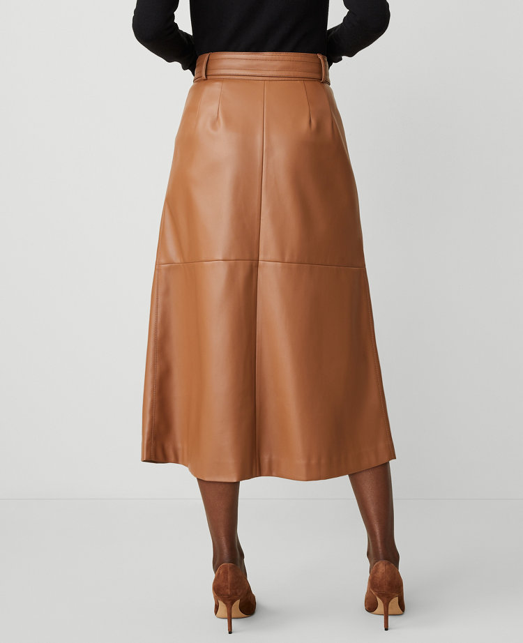 Faux Leather Belted Wrap Skirt