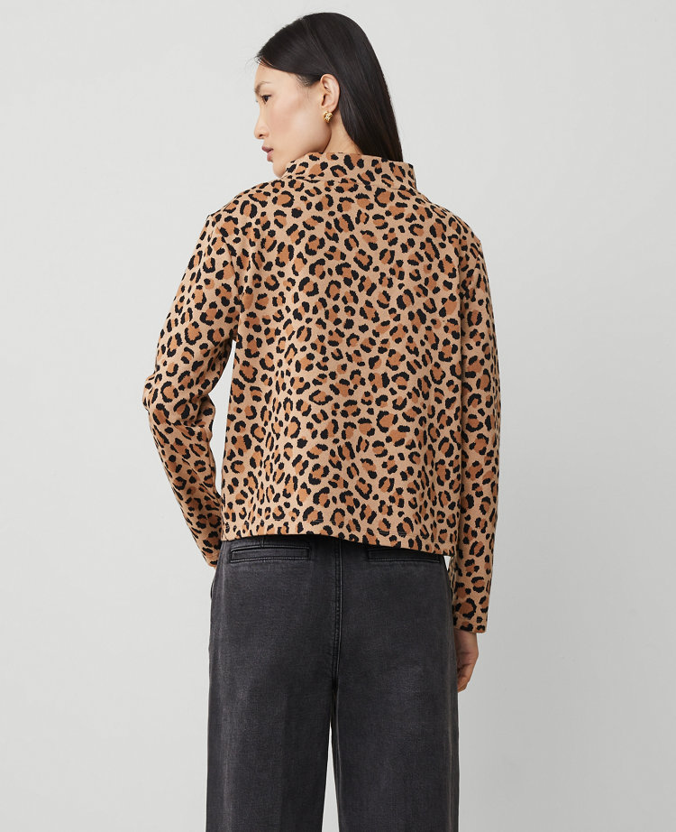 Petite Animal Print Mock Neck Top
