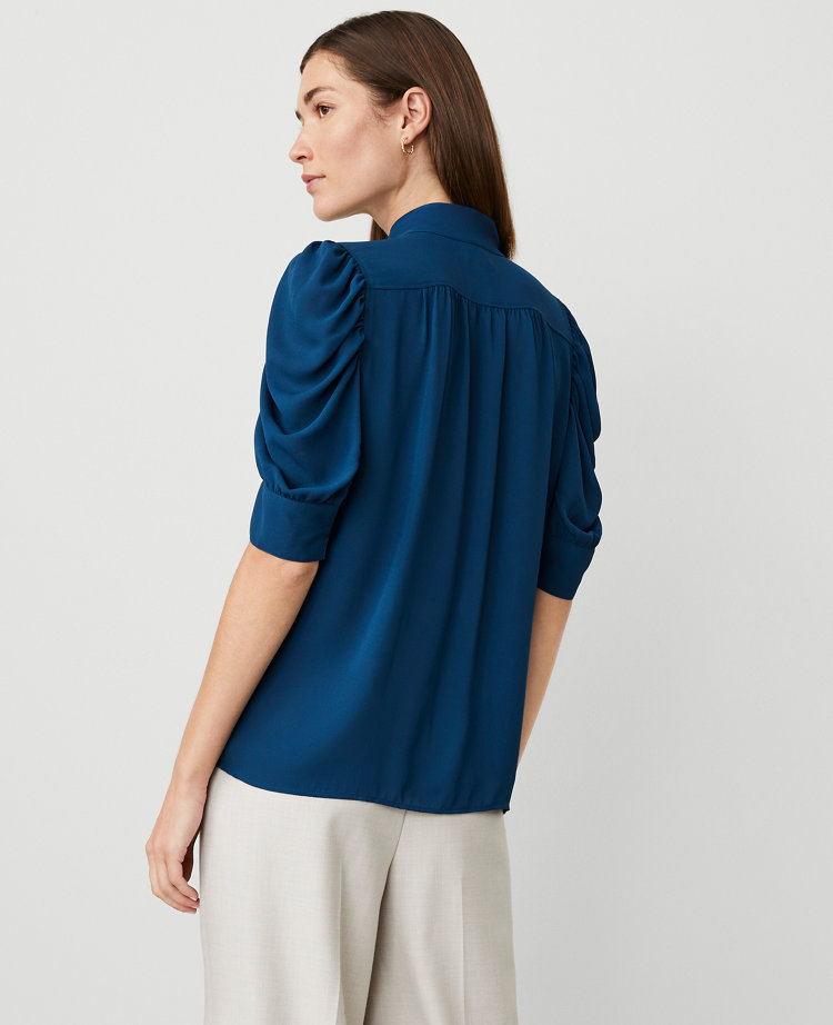 Petite Shirred Puff Sleeve Top