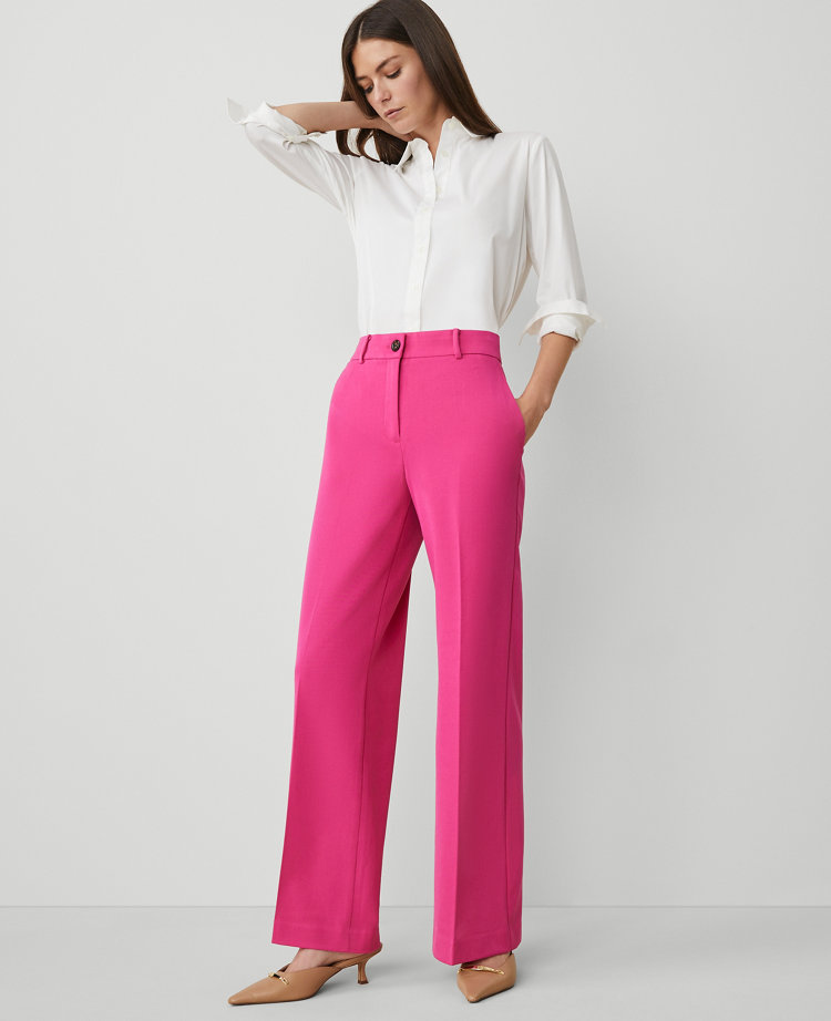 Ann Taylor The Petite Perfect Wide Leg Pant Hot Pink Poppy Women's