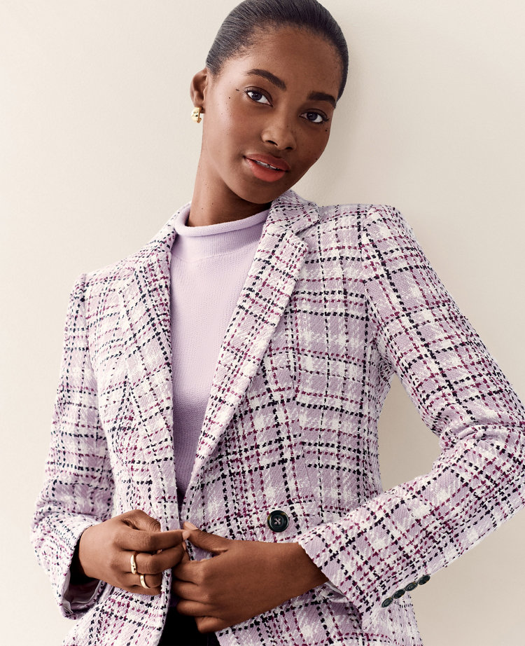 Checkered Blazer Women Ann Taylor