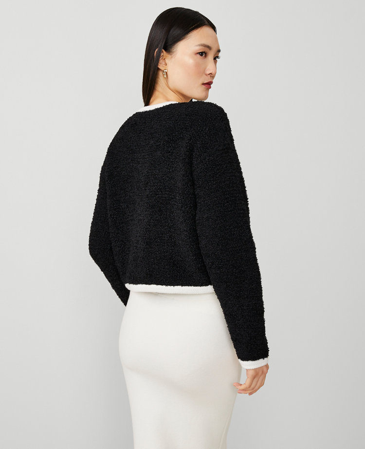 Boucle Contrast Trim Sweater Jacket