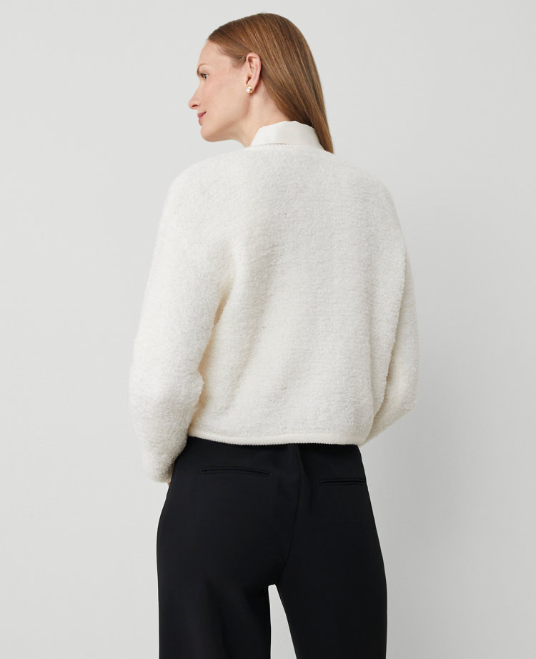 Boucle Textured Trim Sweater Jacket