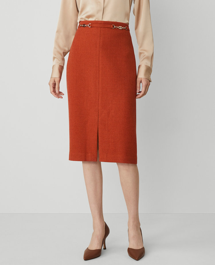 Petite Basketweave Chain Waist Skirt