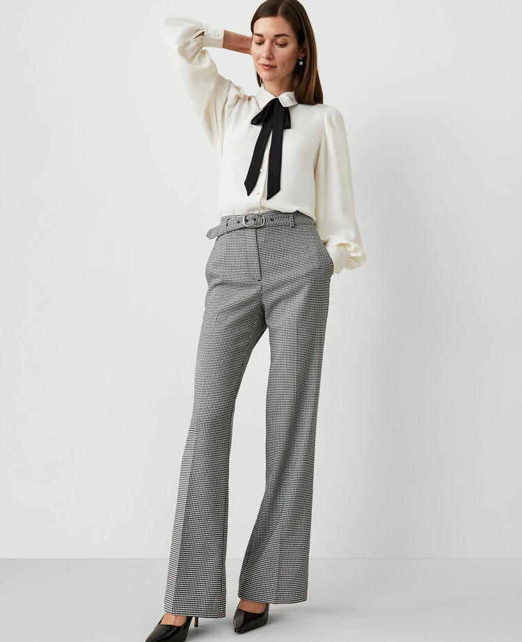 Houndstooth Belted Boot Pant
