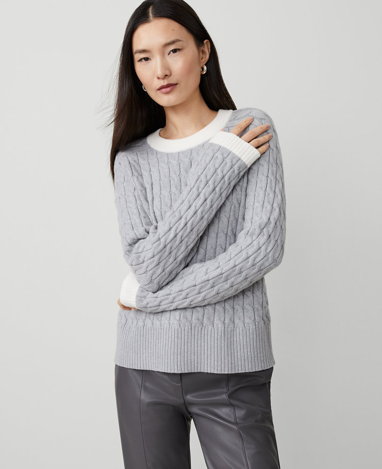 Colorblock Cable Sweater