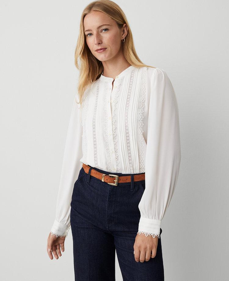 Petite Pintuck Button Down Blouse carousel Product Image 1