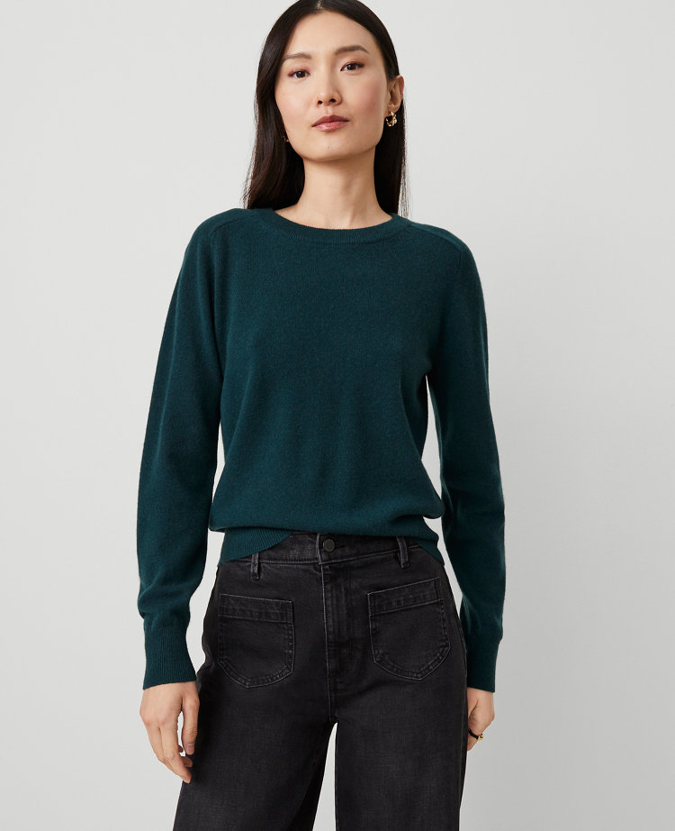 Cashmere Crew Neck Saddle Shoulder Sweater