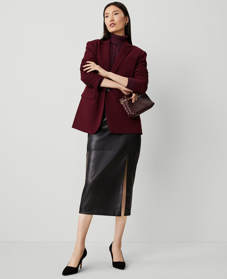 Petite Flannel Heather Notch Collar Blazer