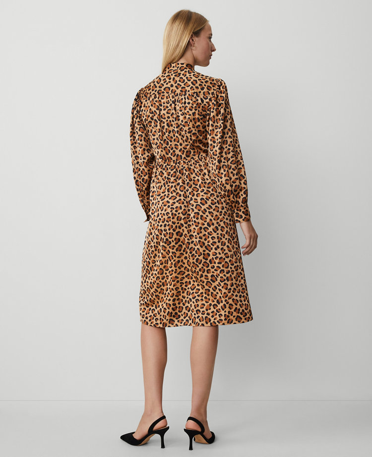 Petite Animal Print Tie Neck Midi Dress carousel Product Image 2