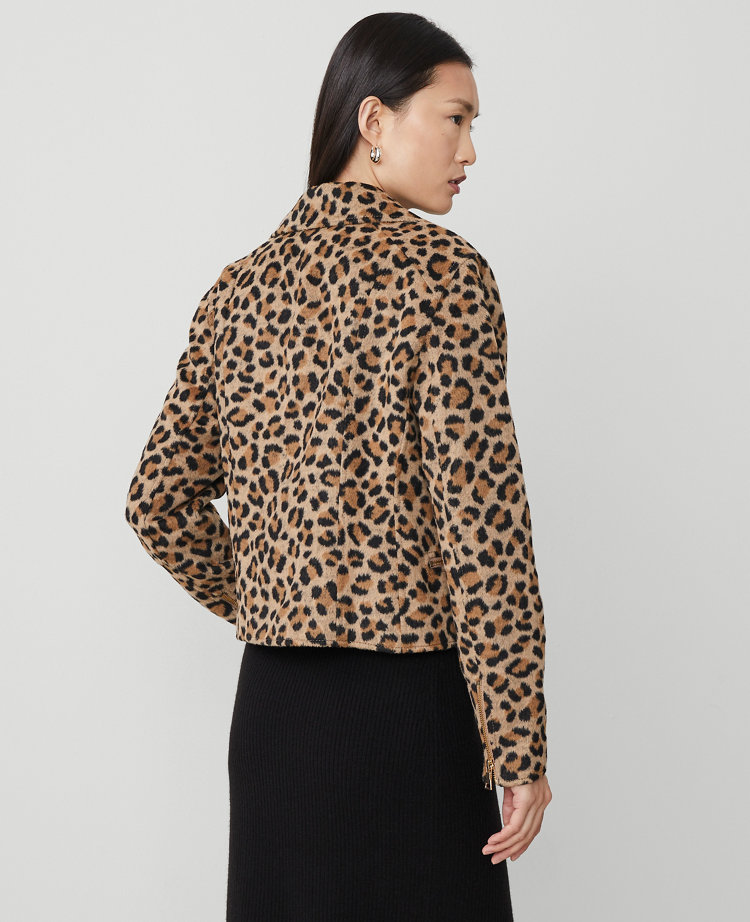 Petite Animal Print Moto Jacket