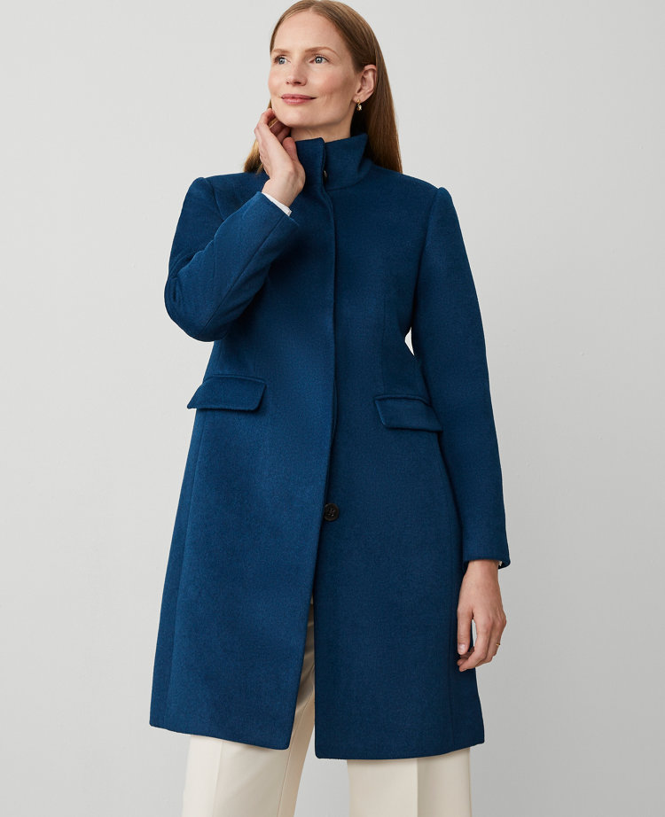 Petite Funnel Neck Tailored Coat