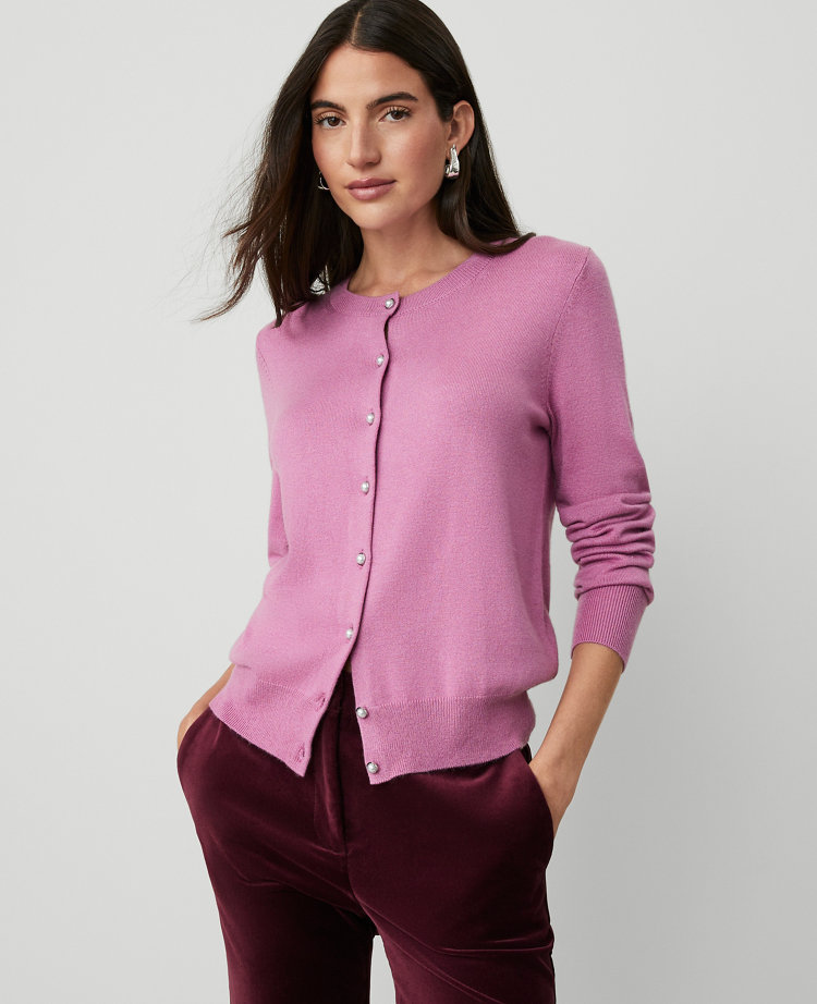 Petite Pearlized Button Ann Cardigan