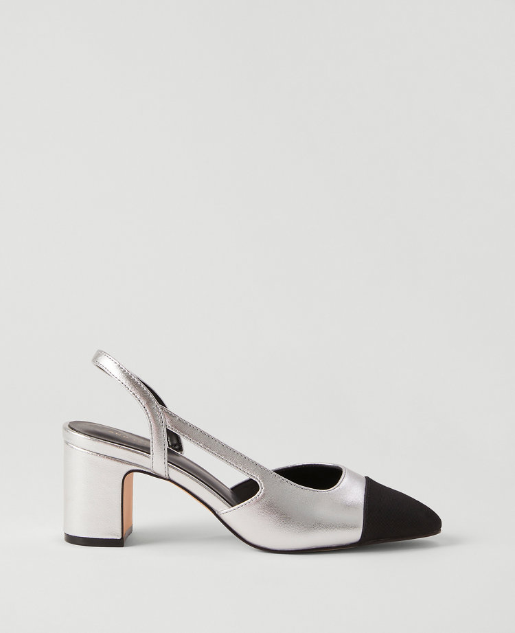 Cap Toe Slingback Metallic Pump