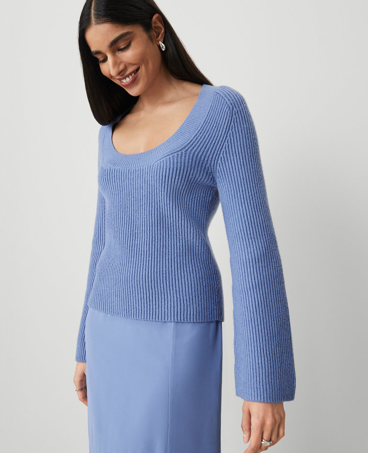 Ribbed Scoop Neck Sweater