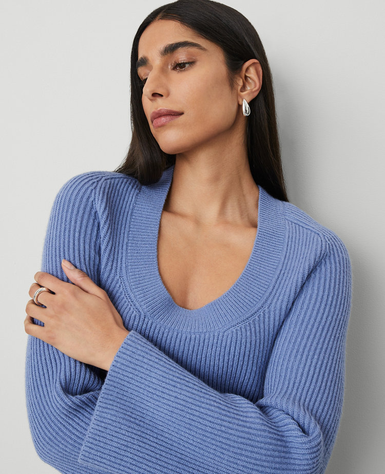 Ribbed Scoop Neck Sweater