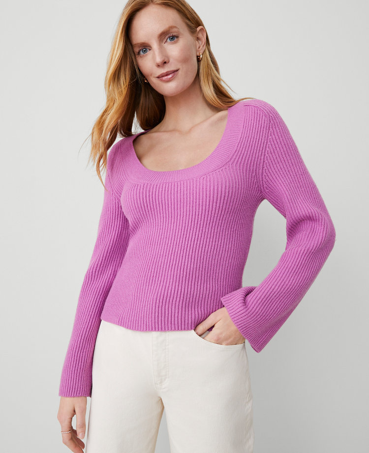 Ribbed Scoop Neck Sweater