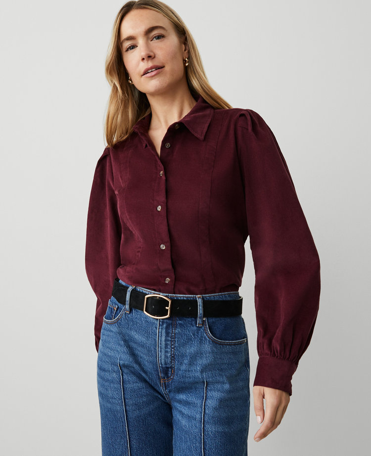 Petite Weekend Collection Corduroy Button Down Shirt