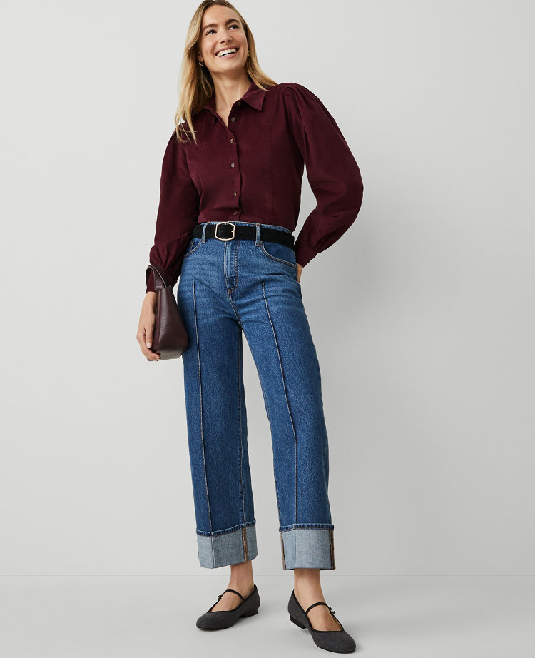 Petite Weekend Collection Corduroy Button Down Shirt