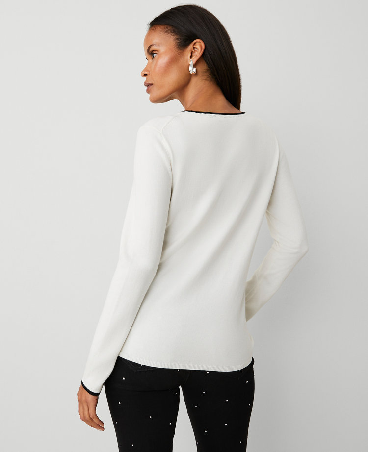 Petite Tipped Crew Neck Sweater