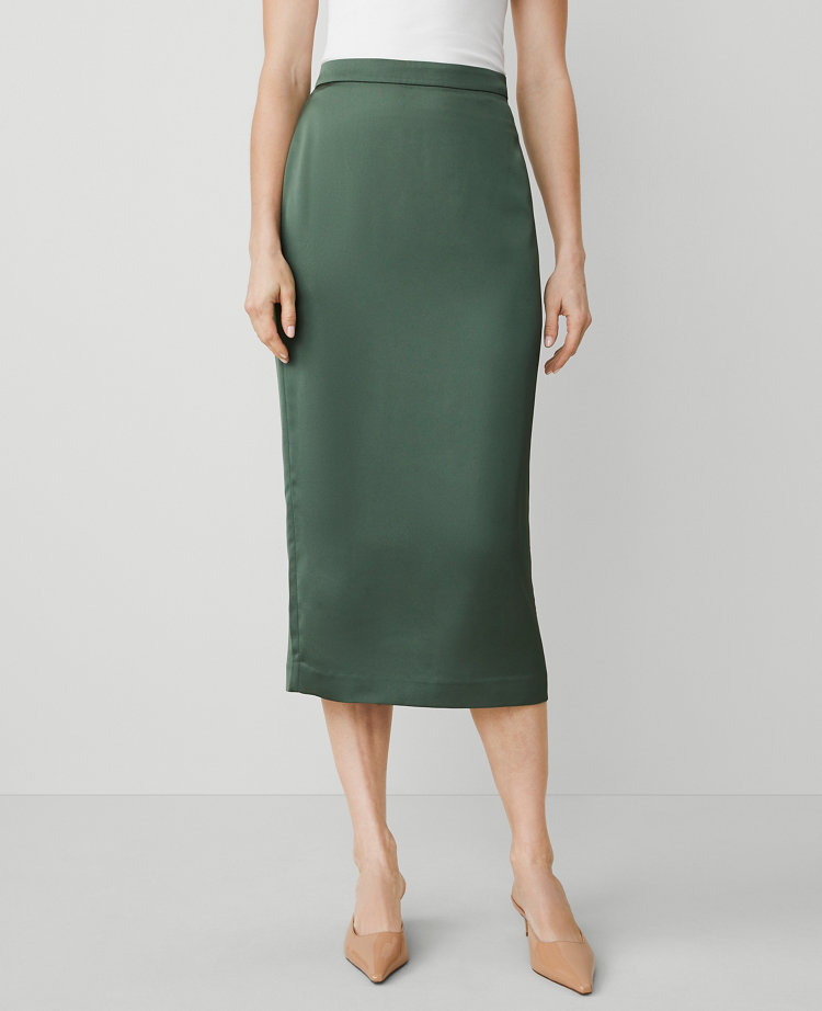 Crepe Column Midi Skirt