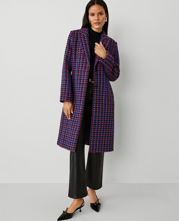 Petite Plaid Tailored Chesterfield Coat