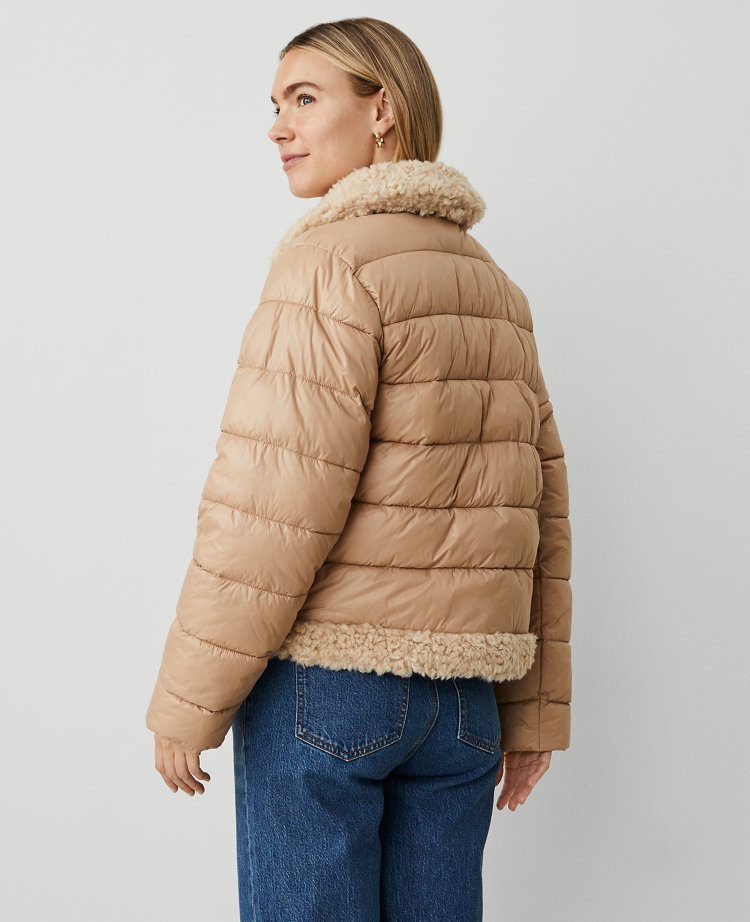 Petite Faux Fur Trim Puffer Jacket