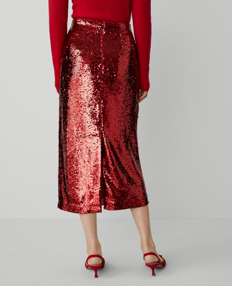 Petite Sequin Column Midi Skirt