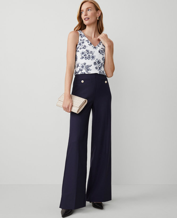 The Button Trim Sailor Wide-Leg Pant carousel Product Image 1