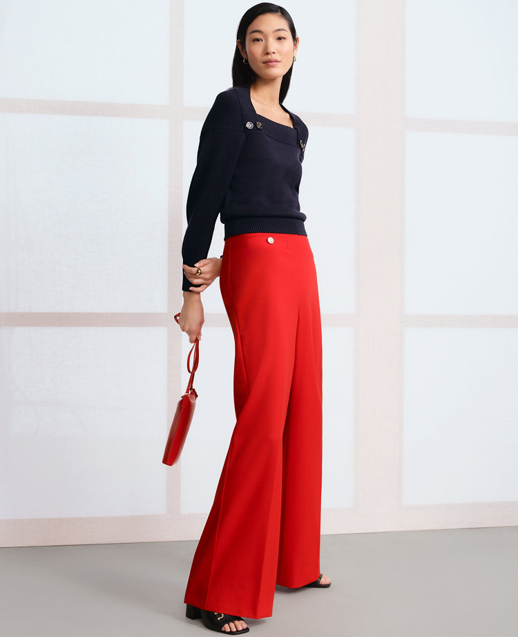 The Button Trim Sailor Wide-Leg Pant - lucky colors for 2025