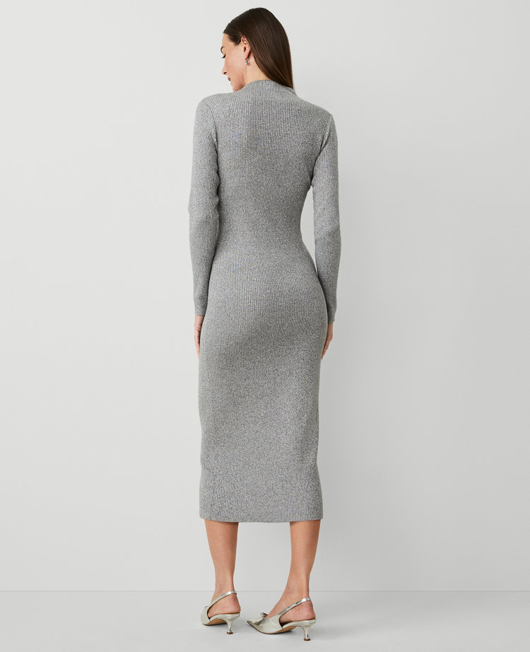 Petite Shimmer Ribbed Sweater Dress