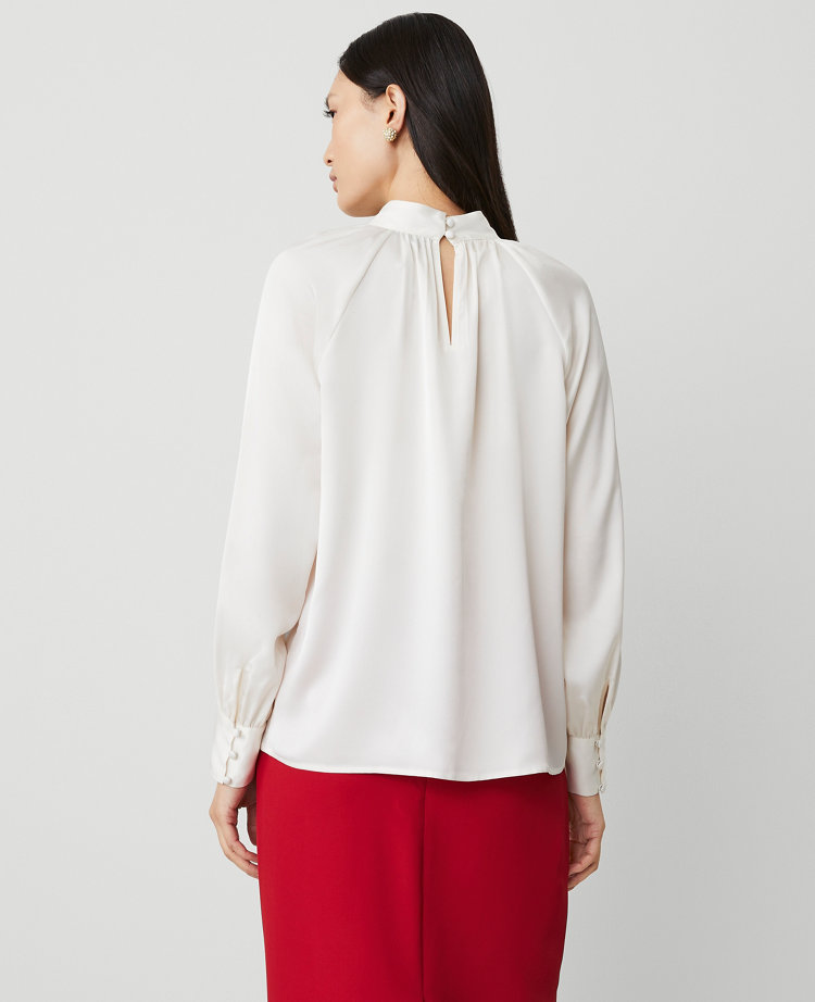 Petite Mock Neck Shirred Front Popover