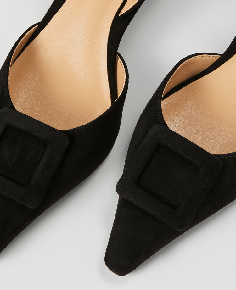 Suede Buckle Slingback Pump