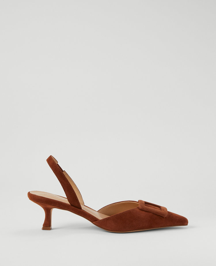 Suede Buckle Slingback Pump