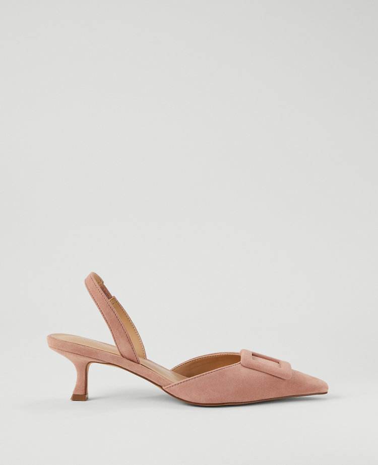 Suede Buckle Slingback Pump