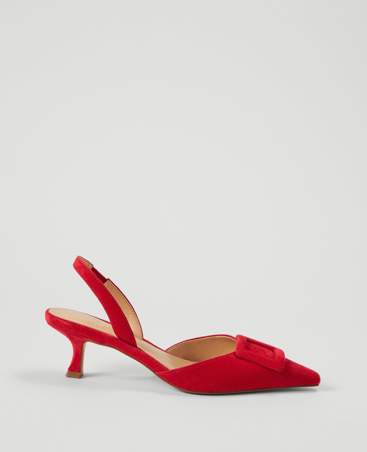 Suede Buckle Slingback Pump