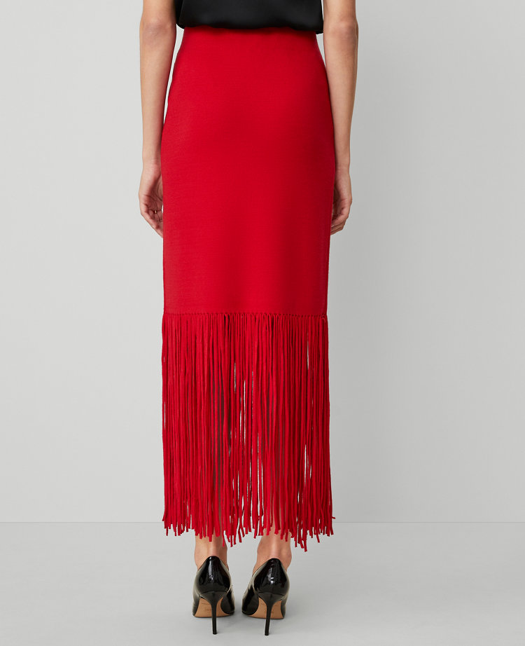 Petite Silky Fringe Sweater Skirt