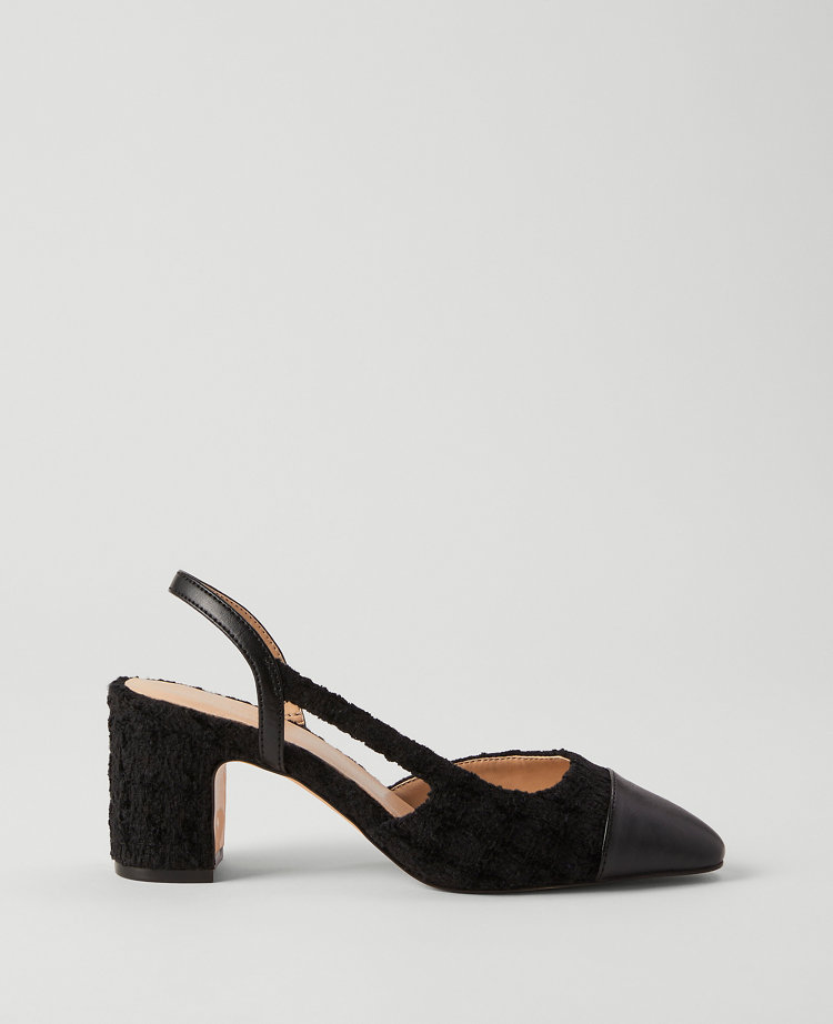 Cap Toe Slingback Tweed Pump