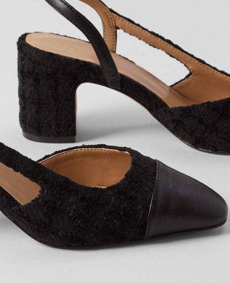 Cap Toe Slingback Tweed Pump