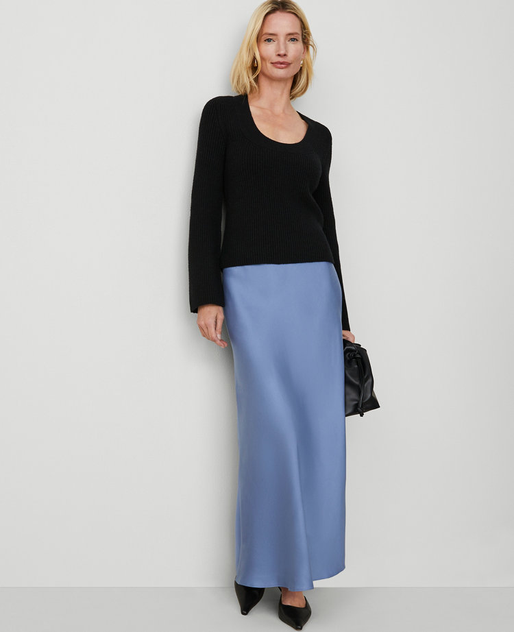 Sateen Bias Maxi Slip Skirt