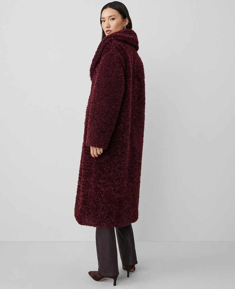 Petite Shawl Collar Faux Fur Teddy Coat