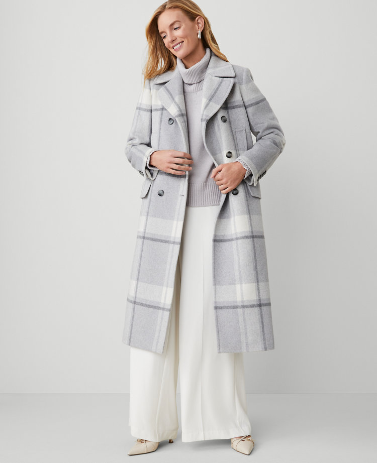 Petite Plaid Peacoat