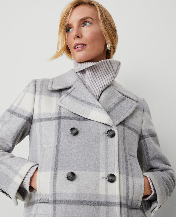 Petite Plaid Peacoat